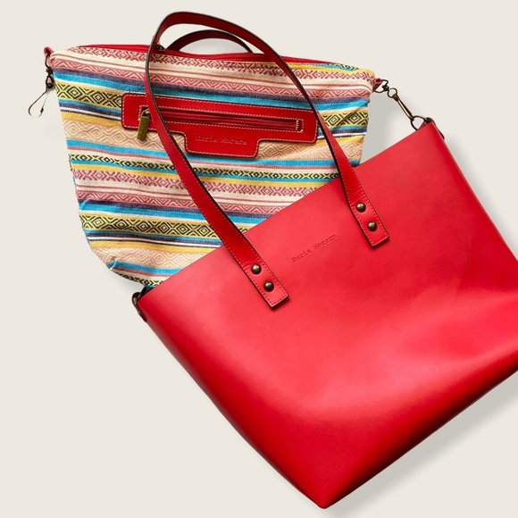Nuria Morera red vegan leather tote +inner bag - Picture 3 of 6